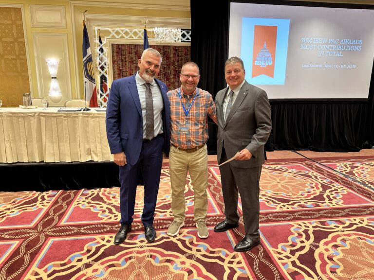 Local Union 44 presents $13,000 PAC check to IST Noble at the 2025 8th District Progress Meeting