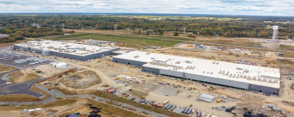Greensboro, N.C., Local 342 needs hundreds of new members to construct and maintain five massive Toyota EV battery facilities near the two pictured. Photo credit: Toyota