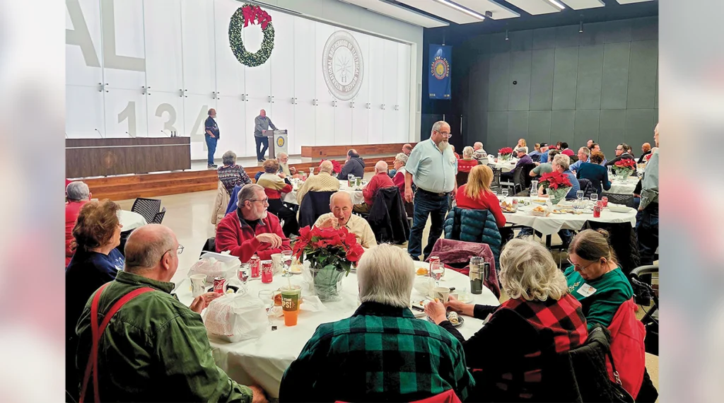 Local 134’s retirees’ holiday party in December had a good turnout and offered fun, mingling with friends and a delicious lunch.