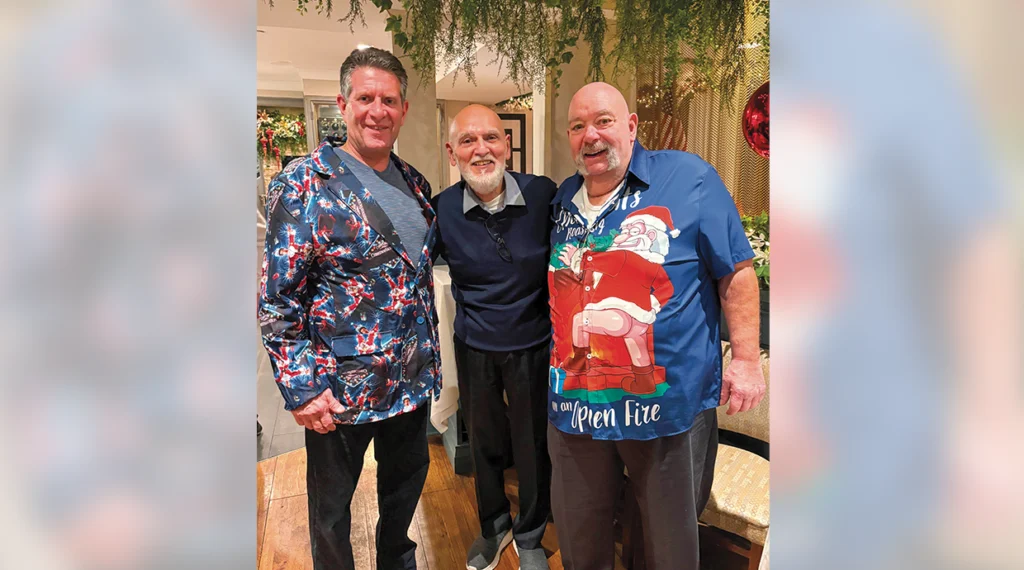 From left, Local 3/Westchester-Putnam Chapter retirees Frank Balbo, David Torres and Don Raffa in his winning attire.