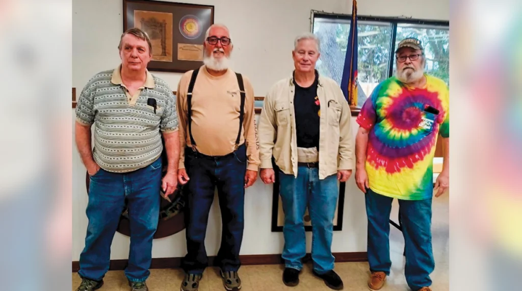 From left, Local 756 members William L. (Larry) Frohock, John W. Barrington, Robert R. Morgan and Wayne B. McCormick at the December pin ceremony.